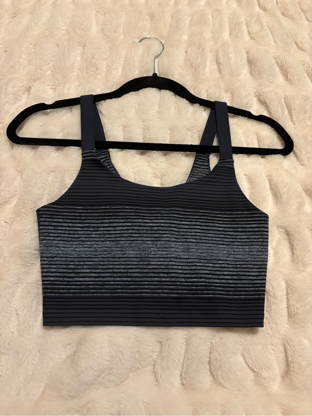 aerie Black and Dark Gray Striped Sports Bra